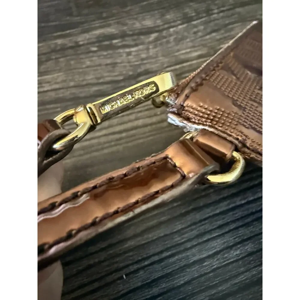 MICHAEL Michael Kors Metallic Bronze Monogram Wristlet